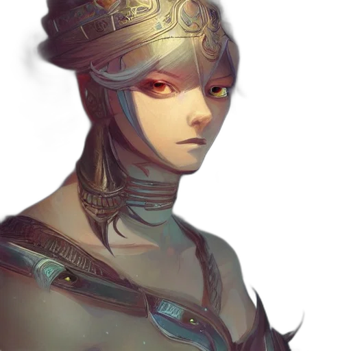 crown, face, robot, hat, fantasy art, concept art, watercolor, oil painting transparent PNG cut-out
