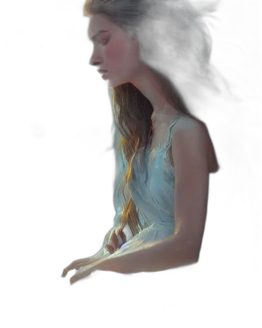 dress, hair, face, creature transparent PNG cut-out
