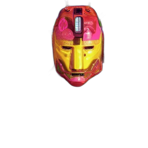mask, robot, face, weapon, 3d render, concept art, colourful, vfx transparent PNG cut-out