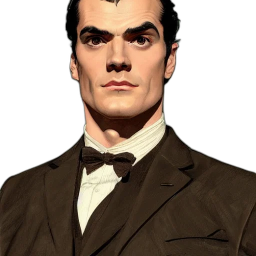 face, staff, comic book art, concept art, photorealistic, cartoon, earth tones, henry transparent PNG cut-out
