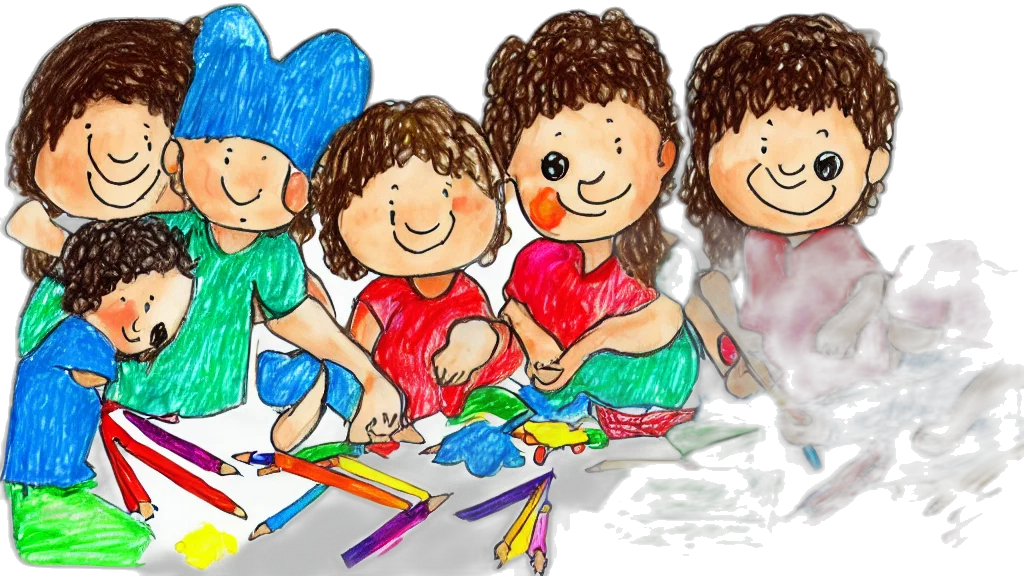 photorealistic, cartoon, watercolor, concept art, preschool, drawing, children, friends transparent PNG cut-out