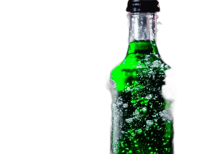 bottle, weapon, food, 3d render, photorealistic, green, product, still transparent PNG cut-out
