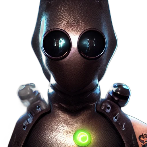 robot, mask, staff, 3d render transparent PNG cut-out