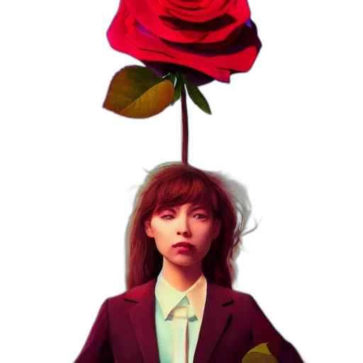 umbrella, flower, staff, face, concept art, photorealistic, fantasy art, pixel art transparent PNG cut-out