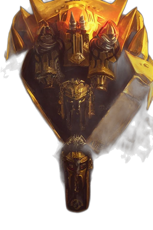 crown, sword, robot, mask, concept art, fantasy art, 3d render, photorealistic transparent PNG cut-out