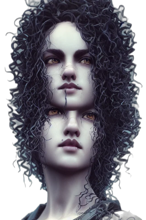 hair, face, crown, mask, fantasy art, photorealistic, concept art, 3d render transparent PNG cut-out