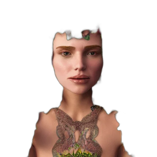 face, creature, mask, jewelry, fantasy art, 3d render, concept art, photorealistic transparent PNG cut-out