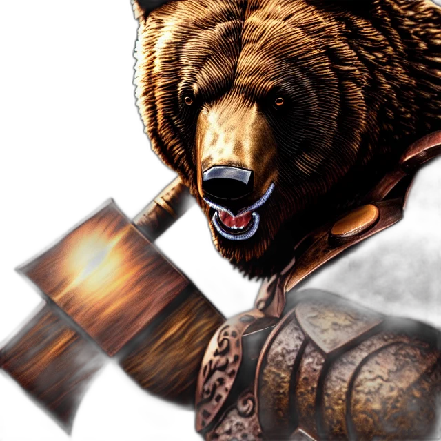staff, animal, fantasy art, concept art, pixel art, photorealistic, bear, warrior transparent PNG cut-out