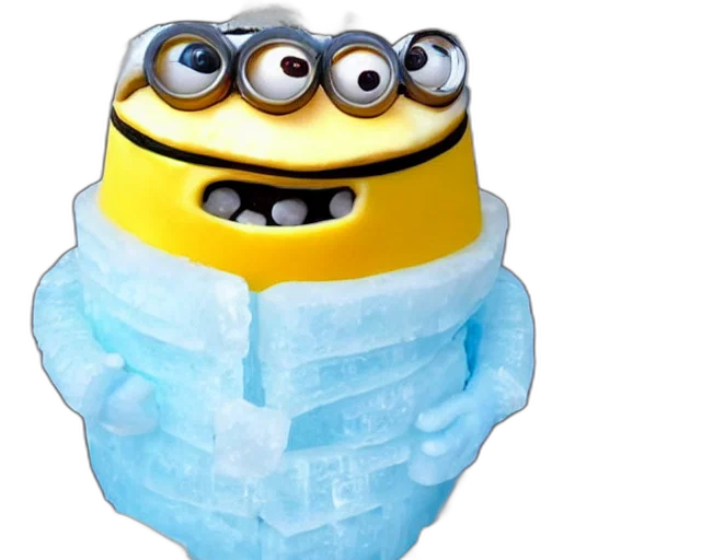 3d render, concept art, ice, sculpture, inspired, minion transparent PNG cut-out