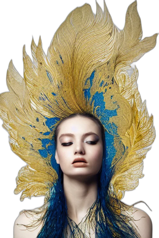 hair, crown, jewelry, face, photorealistic, fantasy art, concept art, oil painting transparent PNG cut-out