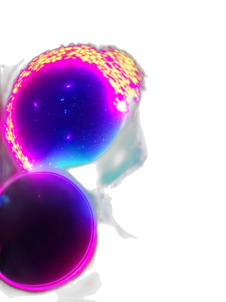 crown, hair, mask, 3d render, concept art, vaporwave, outer space, neon lights transparent PNG cut-out