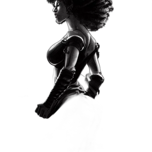 dress, robot, hair, weapon, concept art, comic book art, 3d render, photorealistic transparent PNG cut-out