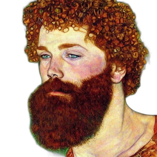 face, hair, photorealistic, oil painting, watercolor, fantasy art, red, bearded transparent PNG cut-out
