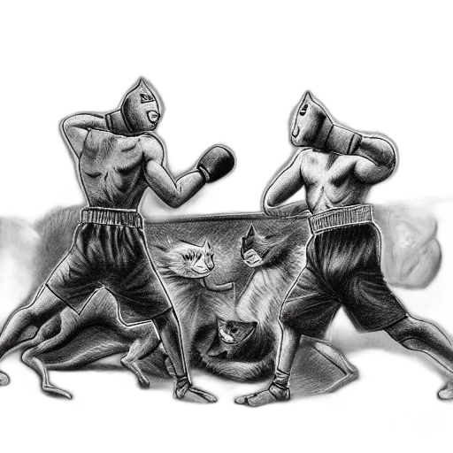 pencil sketch, photorealistic, concept art, fantasy art, cats, fighting, dogs, rats transparent PNG cut-out