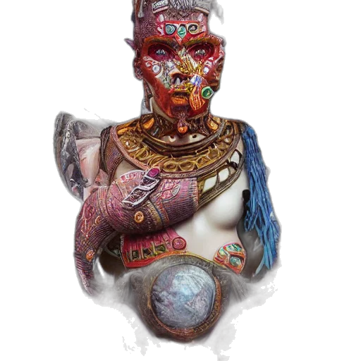 mask, jewelry, face, staff, concept art, fantasy art, 3d render, photorealistic transparent PNG cut-out