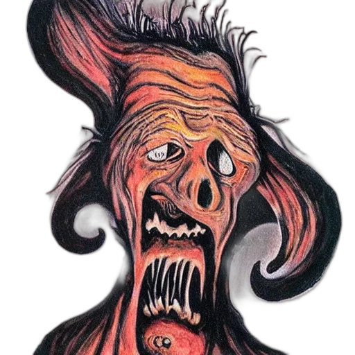 creature, mask, face, hair, concept art, comic book art, watercolor, cartoon transparent PNG cut-out