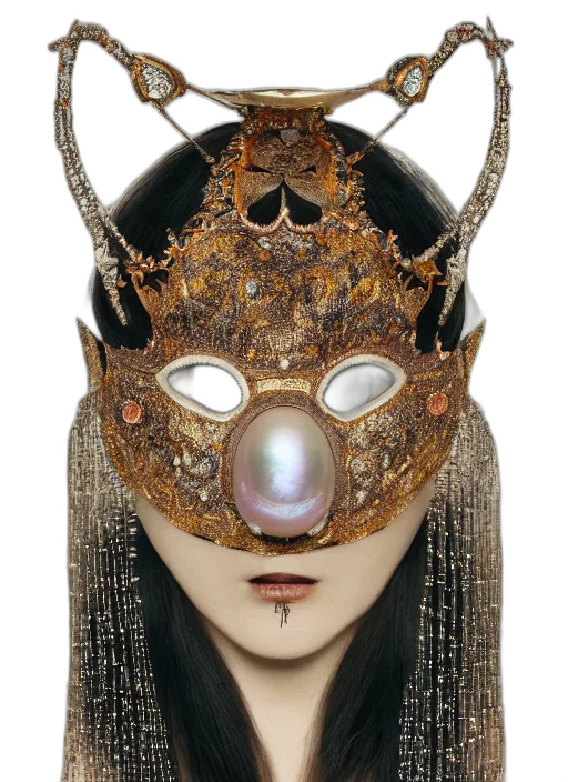 mask, jewelry, crown, face, fantasy art, concept art, photorealistic, cyberpunk transparent PNG cut-out