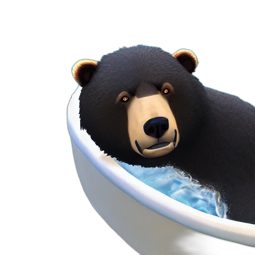 3d render, concept art, bear, jacuzzi transparent PNG cut-out