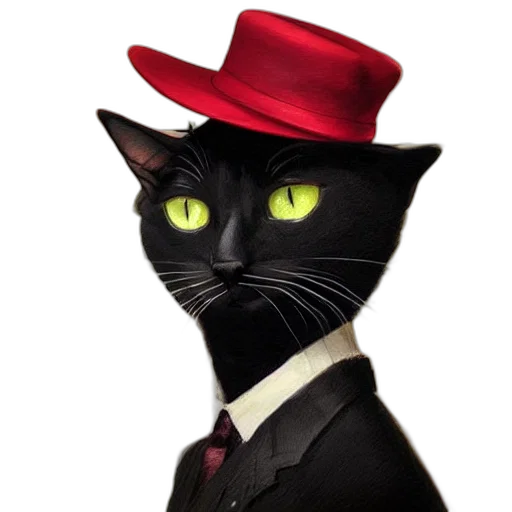 hat, staff, animal, cartoon, photorealistic, concept art, comic book art, red transparent PNG cut-out