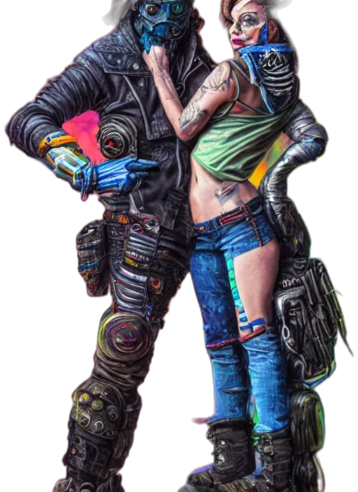 robot, jacket, weapon, cyberpunk transparent PNG cut-out