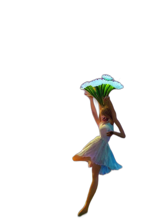 umbrella, dress, flower, hat, 3d render, concept art, photorealistic, pixel art transparent PNG cut-out