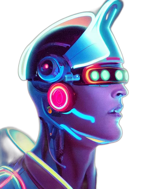 robot, face, mask, cyberpunk transparent PNG cut-out