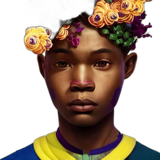 face, crown, flower, mask, photorealistic, concept art, fantasy art, pixel art transparent PNG cut-out