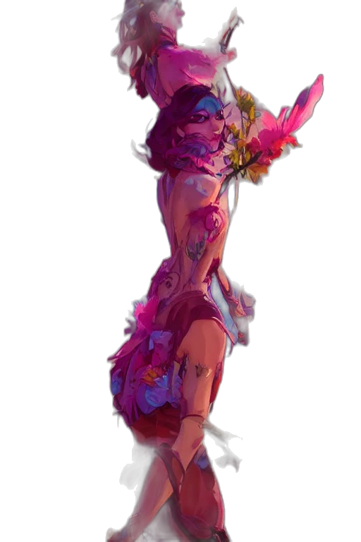 dress, staff, flower, weapon transparent PNG cut-out