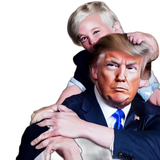 photorealistic, trump, getting, piggy transparent PNG cut-out