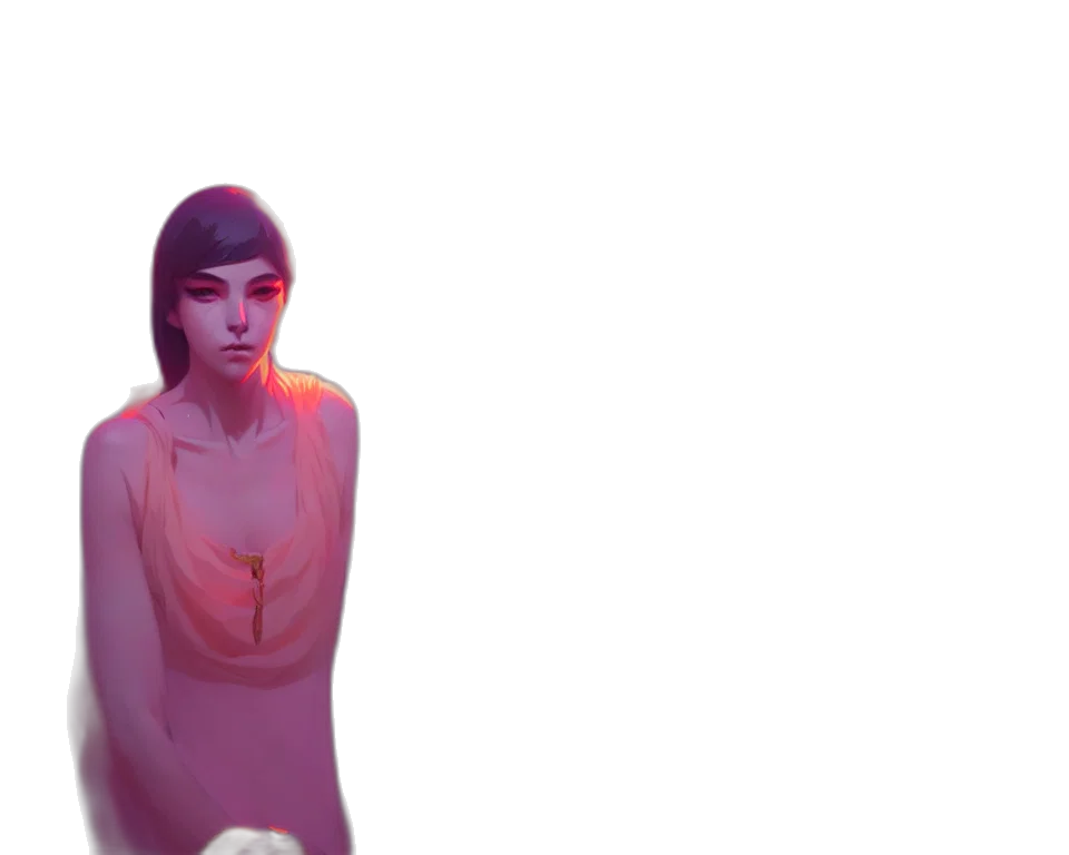 jewelry, face, creature, staff, vaporwave, cyberpunk, 3d render, concept art transparent PNG cut-out