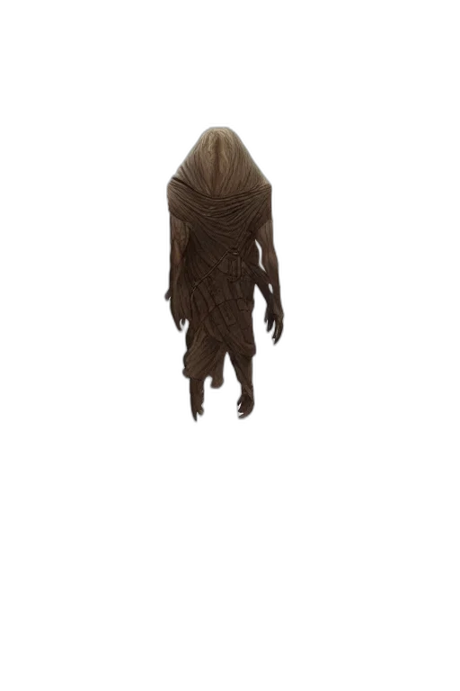 hair, creature, dress, mask, concept art, 3d render, fantasy art, pixel art transparent PNG cut-out