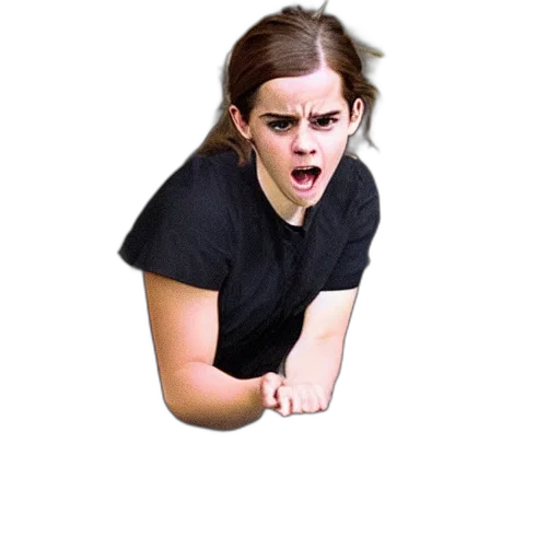 staff, face, emma, watson, angrily, smashing, computer, photo transparent PNG cut-out
