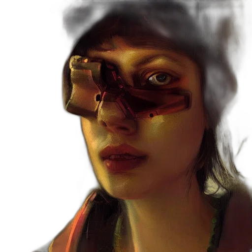 face, mask, robot, jacket, cyberpunk, photorealistic, concept art, 3d render transparent PNG cut-out