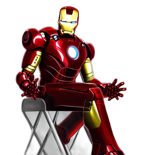 robot, 3d render, concept art, comic book art, pixel art, iron, man, sit transparent PNG cut-out