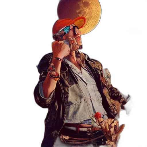 hat, staff, jacket, weapon transparent PNG cut-out