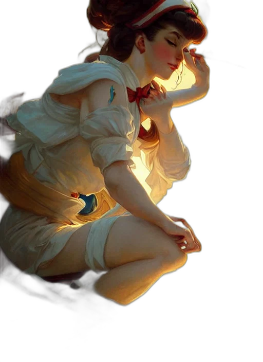 dress, staff, mask, crown, concept art, photorealistic, anime, 3d render transparent PNG cut-out