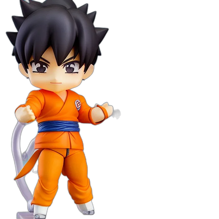 3d render, concept art, anime, nendoroid, son, goku, figurine, detailed transparent PNG cut-out