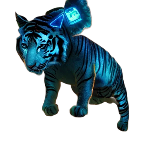 animal, staff, creature, concept art, 3d render, fantasy art, cyberpunk, neon lights transparent PNG cut-out