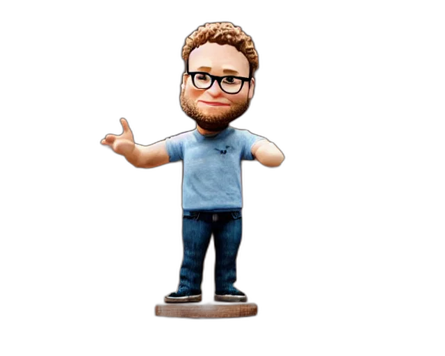staff, cartoon, 3d render, concept art, seth, rogen, figurine, pixar transparent PNG cut-out
