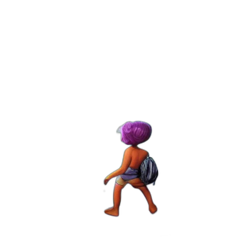 creature, robot, hair, hat, 3d render, concept art, pixel art, vaporwave transparent PNG cut-out