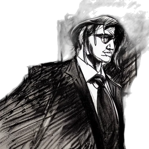 jacket, face, comic book art, concept art transparent PNG cut-out