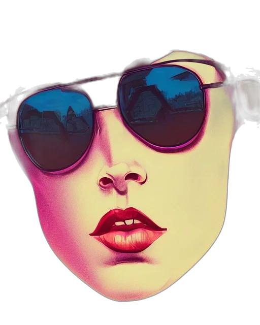 mask, face, hat, vaporwave transparent PNG cut-out