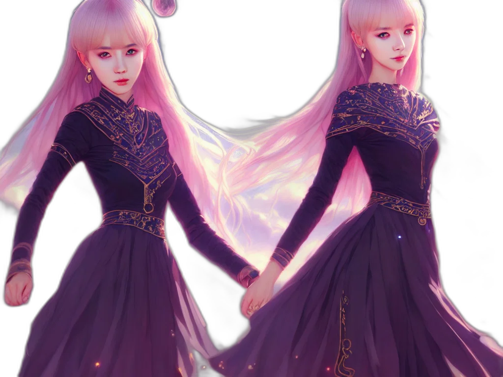 dress, concept art, fantasy art, anime, 3d render, outer space, neon lights, fire transparent PNG cut-out