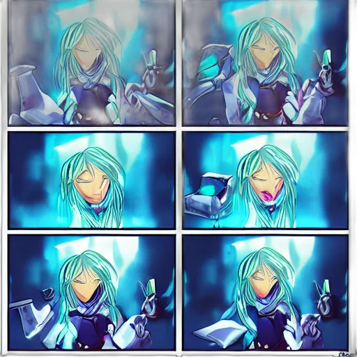 robot, sword, anime, concept art, pixel art, fantasy art, neon lights, outer space transparent PNG cut-out
