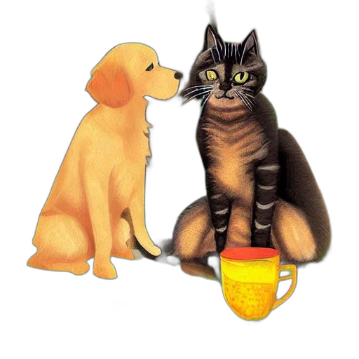 animal, staff, pixel art, watercolor, oil painting, photorealistic, golden, digital transparent PNG cut-out