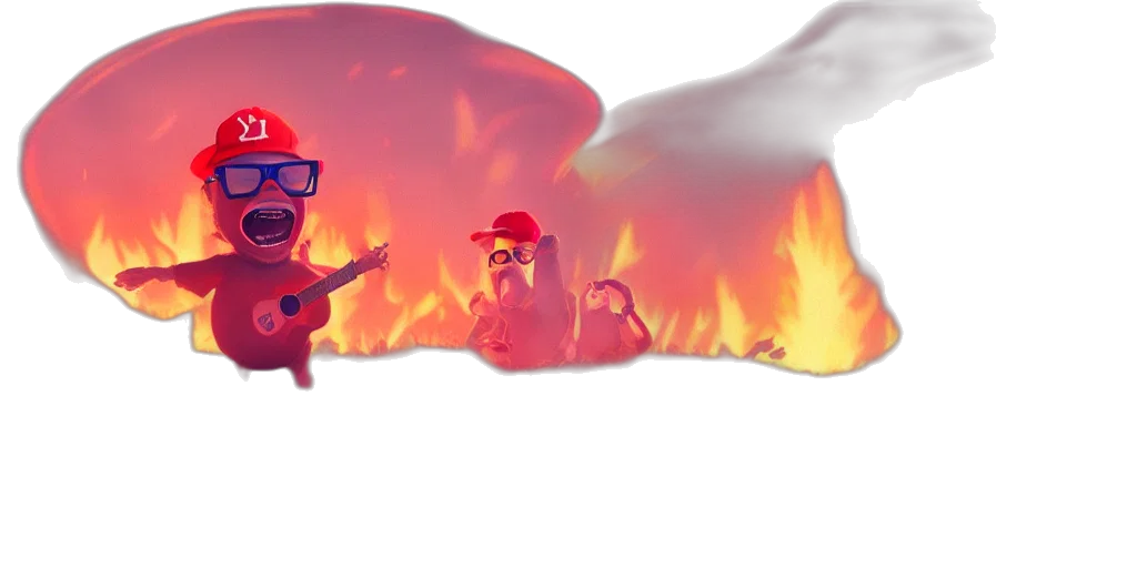 concept art, fantasy art, pixel art, 3d render, fire, snow, fog, forest transparent PNG cut-out