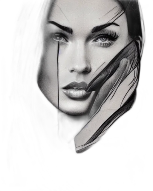 face, mask, umbrella, hair, photorealistic, pencil sketch, fantasy art, concept art transparent PNG cut-out