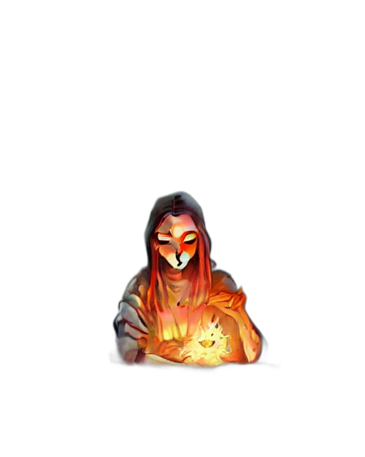 mask, creature, face, staff, concept art, pixel art, fantasy art, 3d render transparent PNG cut-out