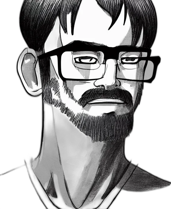 face, staff, cartoon, comic book art, anime, pencil sketch, amateur, ink transparent PNG cut-out