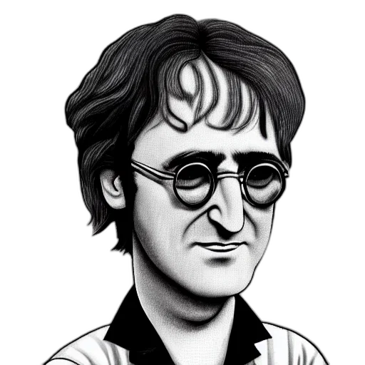 cartoon, comic book art, pixel art, concept art, john, lennon, style, simpsons transparent PNG cut-out
